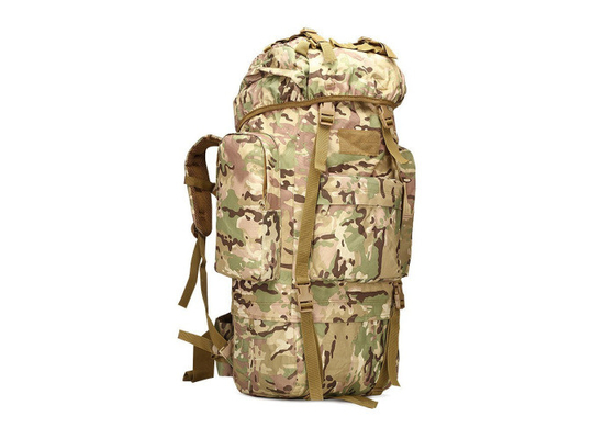 bolsillo con cremallera interior de las mochilas tácticas militares del poliéster 65L con el logotipo modificado para requisitos particulares