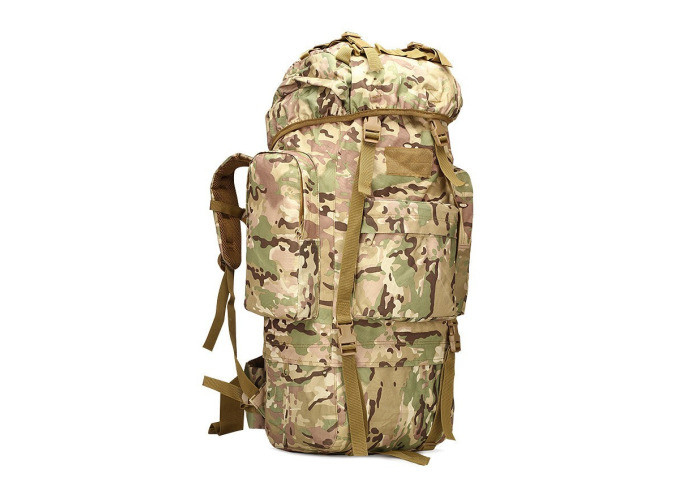bolsillo con cremallera interior de las mochilas tácticas militares del poliéster 65L con el logotipo modificado para requisitos particulares proveedor