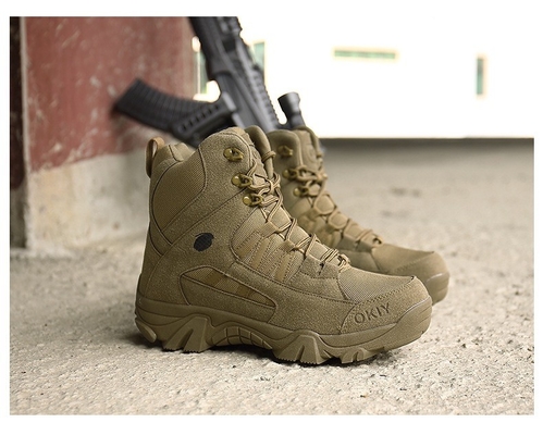 Botas de montaña de alto nivel de venta al por mayor Botas tácticas marrones para hombres Botas de entrenamiento impermeables antideslizantes