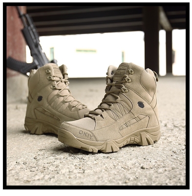 Botas de montaña de alto nivel de venta al por mayor Botas tácticas marrones para hombres Botas de entrenamiento impermeables antideslizantes
