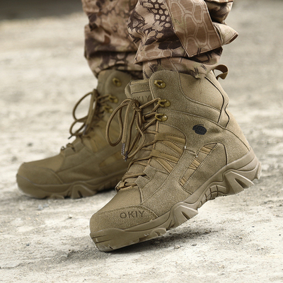 Botas de montaña de alto nivel de venta al por mayor Botas tácticas marrones para hombres Botas de entrenamiento impermeables antideslizantes