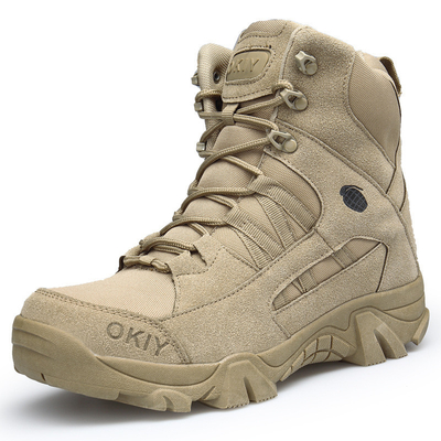 Botas de montaña de alto nivel de venta al por mayor Botas tácticas marrones para hombres Botas de entrenamiento impermeables antideslizantes