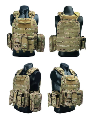 Chaleco táctico de combate con sistema Molle y cinturones ajustables