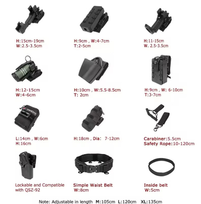 Accesorios de cartucho Seguridad al aire libre Cinturón táctico de combate con 11 bolsas