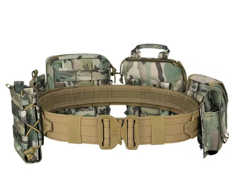 Equipo Tactico Bolso de molla ajustable de 6 piezas Conjunto de poliéster camuflaje cinturón táctico con bolsas magnéticas