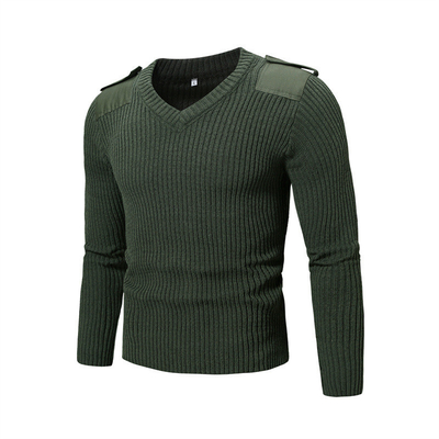 Hombres Verde Oliva Tricotado Otoño Invierno Mantener Calor Espesor Suéter de Combate Pullover táctico al aire libre