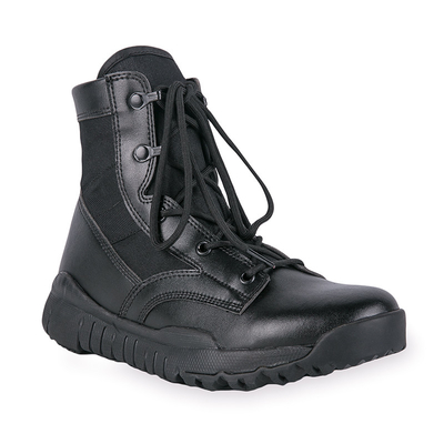 Botas tácticas de media pantorrilla con encaje de cuero impermeable y revestimiento de algodón