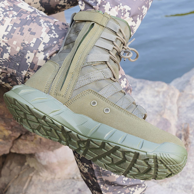 Botas tácticas de combate profesionales para fuerzas del orden público y militares hechas de revestimiento de cuero de algodón