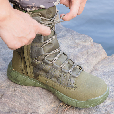 Botas tácticas de combate profesionales para fuerzas del orden público y militares hechas de revestimiento de cuero de algodón
