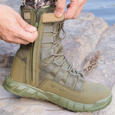 Botas tácticas de combate profesionales para fuerzas del orden público y militares hechas de revestimiento de cuero de algodón