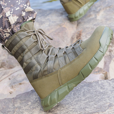 Botas tácticas de combate profesionales para fuerzas del orden público y militares hechas de revestimiento de cuero de algodón