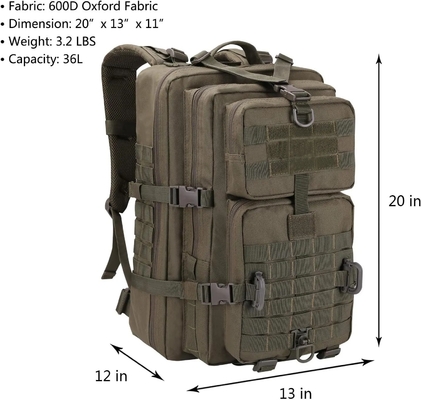 Bolsa táctica de construcción duradera con hebilla de liberación rápida y correas ajustables