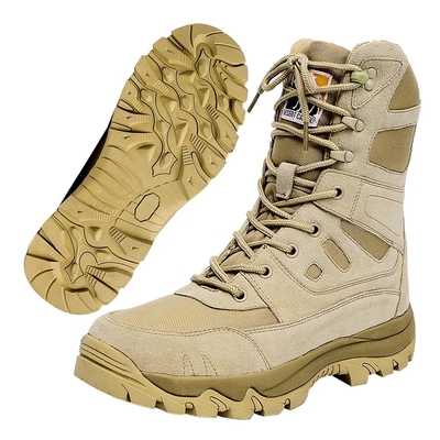 Botas de caza de color bronceado de seguridad de pie de acero para hombres, de cuero, cómodas, impermeables y antideslizantes