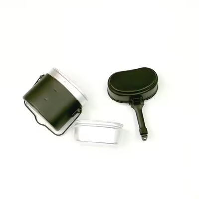 Cantina táctica Oliva verde caldera de aluminio de 3 piezas caja de almuerzo equipo táctico para exteriores