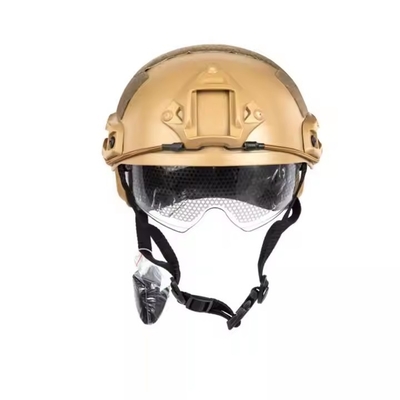 Casco de protección táctico negro duradero con vidrio para entrenamiento táctico