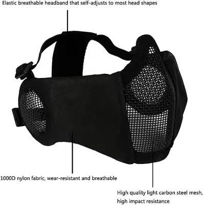 Casco táctico combinado con protección de orejas plegables máscara de malla para la mitad de la cara y conjunto de vidrio