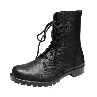 Calzado táctico de uniforme personalizado Botas de cuero de color negro con Geinuen Botas de entrenamiento de cuero Botas negras