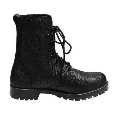 Calzado táctico de uniforme personalizado Botas de cuero de color negro con Geinuen Botas de entrenamiento de cuero Botas negras