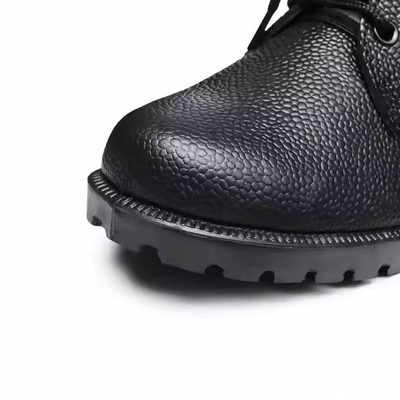 Calzado táctico de uniforme personalizado Botas de cuero de color negro con Geinuen Botas de entrenamiento de cuero Botas negras