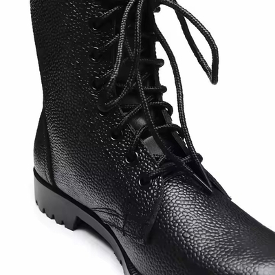 Calzado táctico de uniforme personalizado Botas de cuero de color negro con Geinuen Botas de entrenamiento de cuero Botas negras