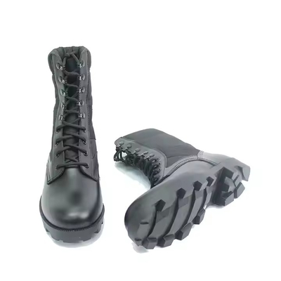 Botas de cuero negro de grano completo botas de seguridad de caucho suela dura PU de cuero genuino botas de exterior para hombres