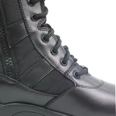 Botas de cuero negro de grano completo botas de seguridad de caucho suela dura PU de cuero genuino botas de exterior para hombres