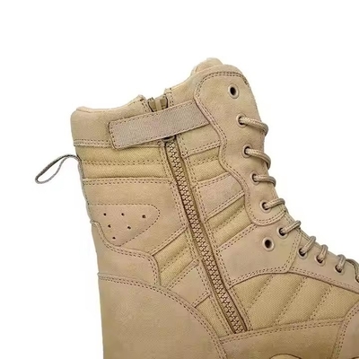 Calzado táctico Calzado de montaña de desierto de kaki sólido con material de cuero Calzado de entrenamiento cómodo