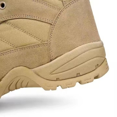 Calzado táctico Calzado de montaña de desierto de kaki sólido con material de cuero Calzado de entrenamiento cómodo