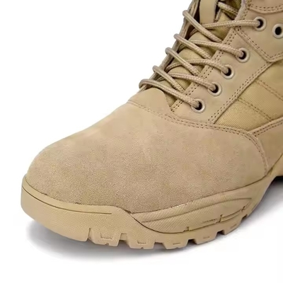 Calzado táctico Calzado de montaña de desierto de kaki sólido con material de cuero Calzado de entrenamiento cómodo