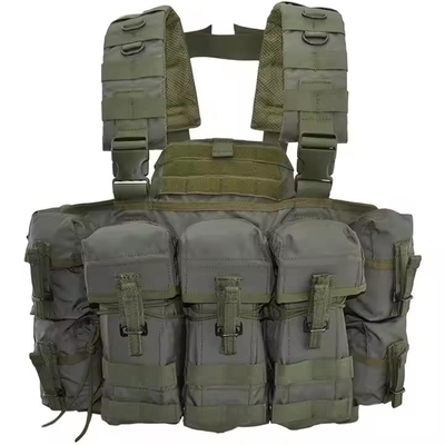 Materiales de nylon verde para el pectoral táctico con bolsa de revistas para entrenamiento táctico y actividades al aire libre