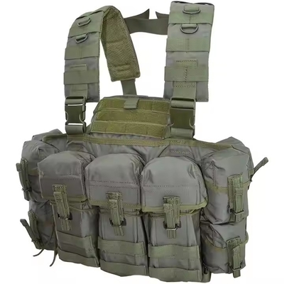 Materiales de nylon verde para el pectoral táctico con bolsa de revistas para entrenamiento táctico y actividades al aire libre