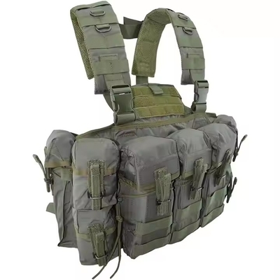 Materiales de nylon verde para el pectoral táctico con bolsa de revistas para entrenamiento táctico y actividades al aire libre
