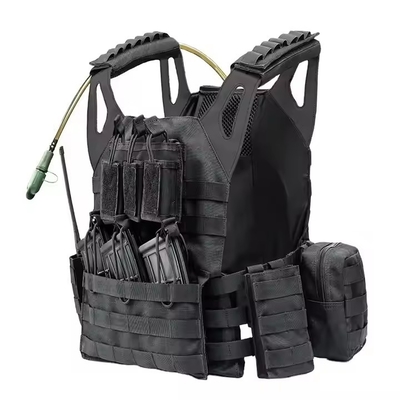 Cuero negro hombro bolsas de molle portador de placa chaleco táctico de entrenamiento con bolsa de agua