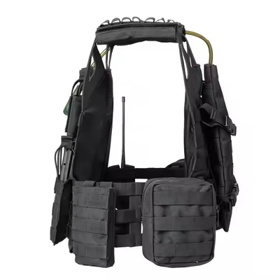 Cuero negro hombro bolsas de molle portador de placa chaleco táctico de entrenamiento con bolsa de agua