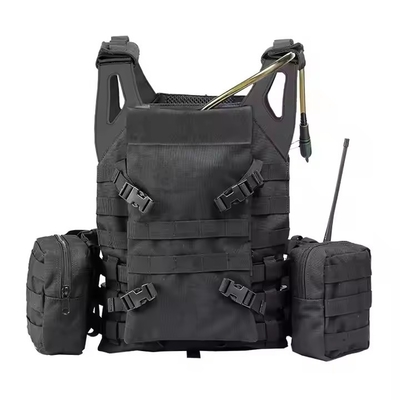 Cuero negro hombro bolsas de molle portador de placa chaleco táctico de entrenamiento con bolsa de agua