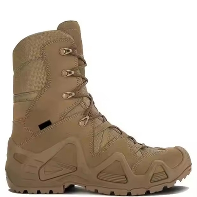 Fábrica de venta al por mayor Deportes al aire libre de cuero marrón de alto nivel Supervivencia en el desierto Seguridad Botas de combate tácticas