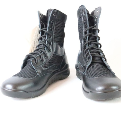 Talla 38-45 táctica de cuero auténtica negra de las botas del combate